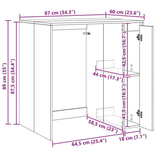 Шкаф за пералня Димян дъб 87 x 60 x 89 см Инженерно дърво