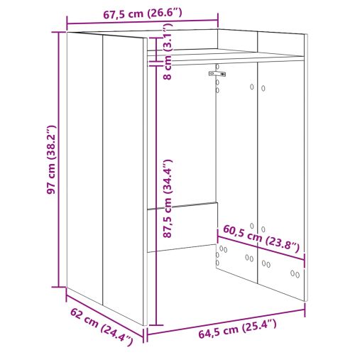 Шкаф за пералня със съхранение Бетонно сиво 67,5 x 62 x 97 см