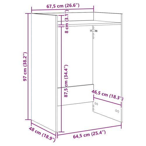 Шкаф за пералня Бяло 67,5 x 48 x 97 см Инженерна дървесина