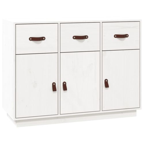 Сайдборд, бял, 100x40x75 см, бор масив