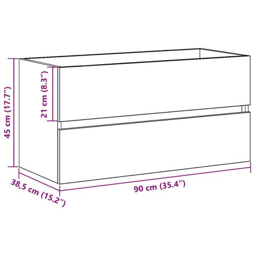 Шкаф за мивка в баня с чекмедже Черния дъб 90 x 38,5 x 45 cm