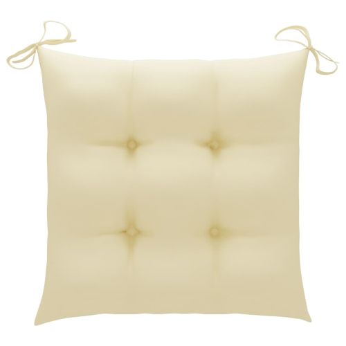 Градински столове, 4 бр, кремавобели възглавници, тик масив