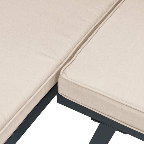 Градински пейки с възглавници 5 бр черен прахово боядисан метал