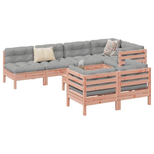 Градински комплект с възглавници, 8 части, дугласка ела масив