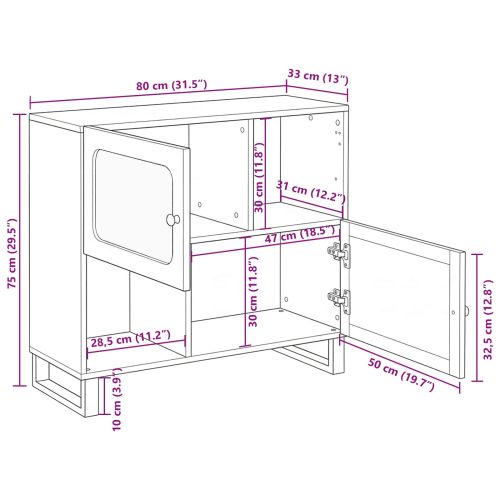 Служебен шкаф Кафяво 80 x 33 x 75 см Солидно мангово дърво