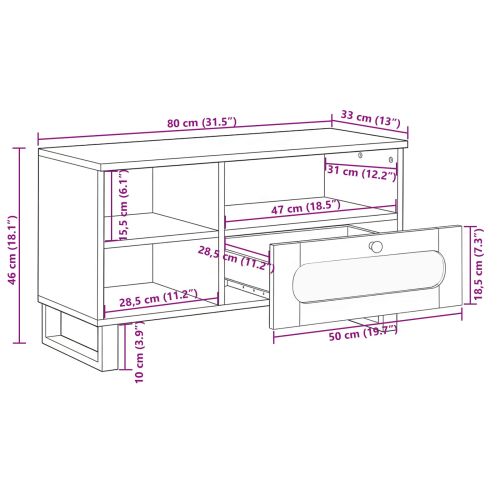 ТВ шкаф с чекмедже Кафяво 80 x 33 x 46 см Солидно мангово дърво