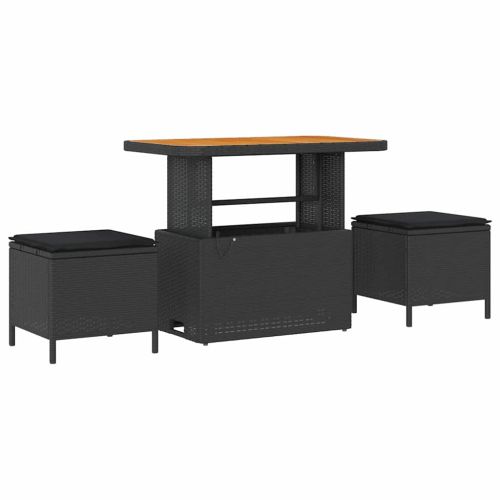 Градински Софа Комплект с възглавница 8 pcs Черно Полиратан