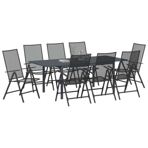 Комплект за хранене в градината 9 pcs Антрацит Стомана