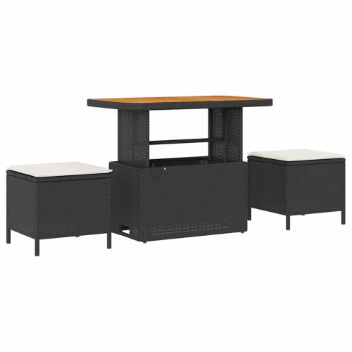 Градински Софа Комплект 8 pcs Черен и кремав полиратан