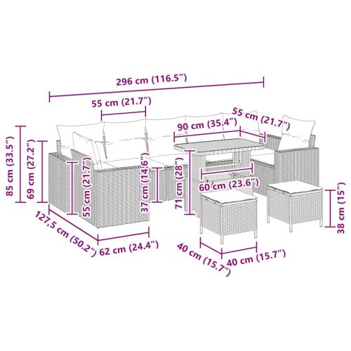 Градински Софа Комплект 13 pcs Бежов и кремав полиратан
