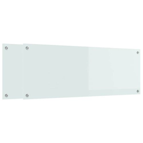 Кухненски заден панел 2 pcs Бяло 110 x 40 cm закалено стъкло