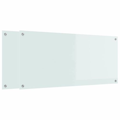Кухненски заден панел 2 pcs Бяло 110 x 50 cm закалено стъкло