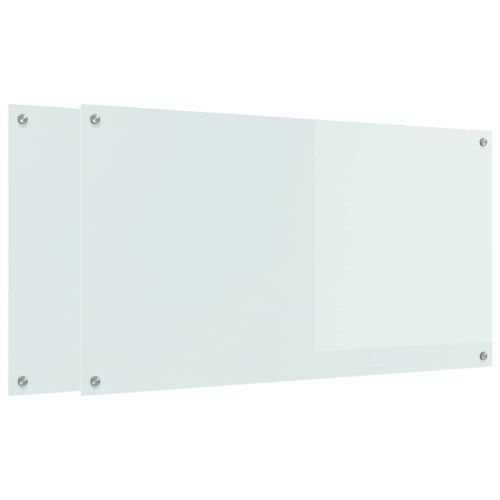 Кухненски заден панел 2 pcs Бяло 110 x 60 cm закалено стъкло