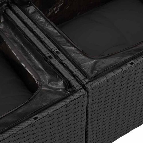 Градински Софа Комплект с възглавница 4 pcs Черно полиратан