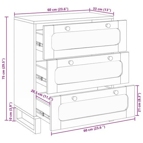 Служебен шкаф Кафяво 60 x 33 x 75 cm Солидно мангово дърво