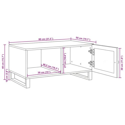 Масичка за кафе Естествен 80 x 50 x 40 cm Солидно мангово дърво