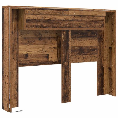 Табла за легло с LED осветление Старо дърво Инженерно дърво