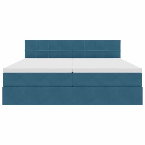 Легло С LED лентисти светлини Тъмен син 180 x 200 cm Кадифе