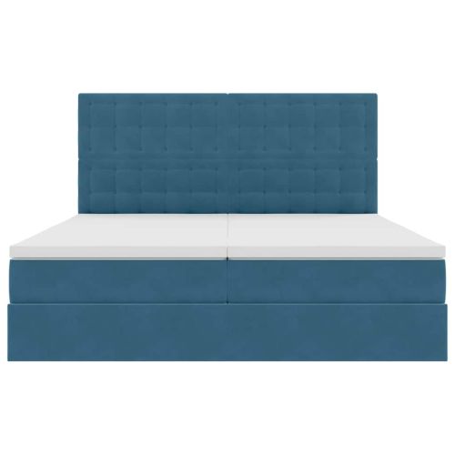 Легло С LED лентисти светлини Тъмен син 180 x 200 cm Кадифе