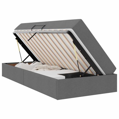 Легло с място за съхранение и матрак Тъмен сив 90 x 190 cm