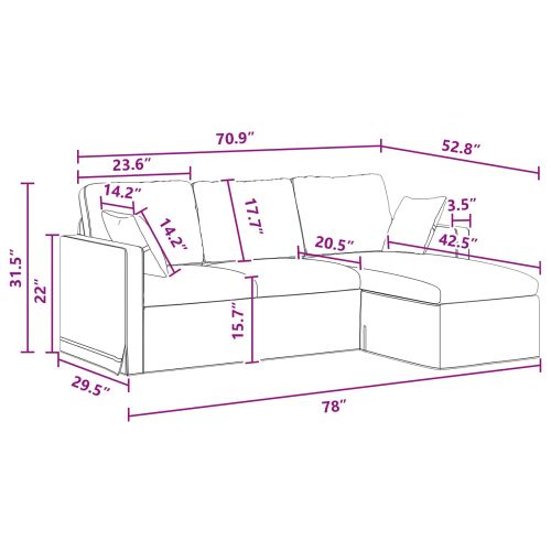 Диван Тъмен сив 198 x 134 x 80 см Кадифе