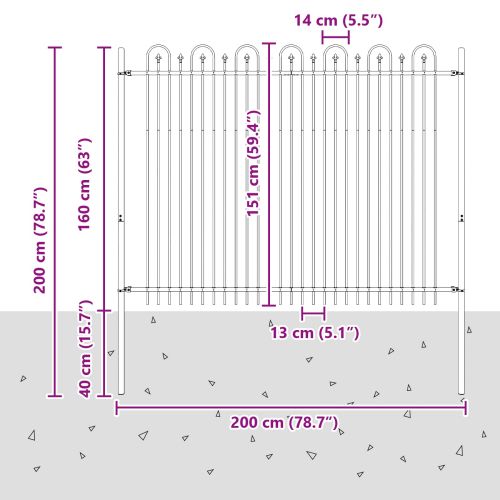 Аркова ограда с колче Черно 200 x 200 cm