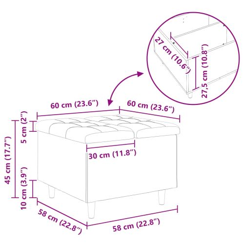 Табуретка с място за съхранение Синьо 60 x 60 x 45 cm Кадифе