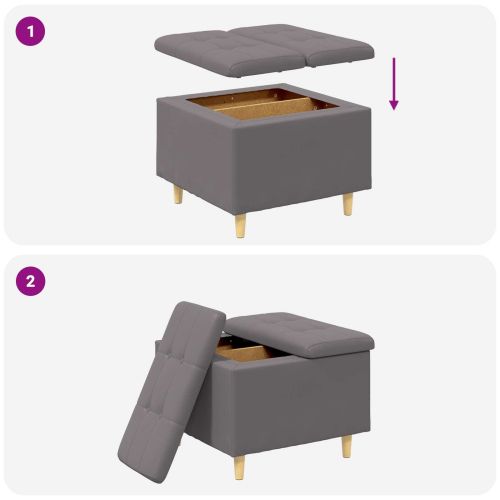 Табуретка с място за съхранение Сив 60 x 60 x 45 cm Изкуствена