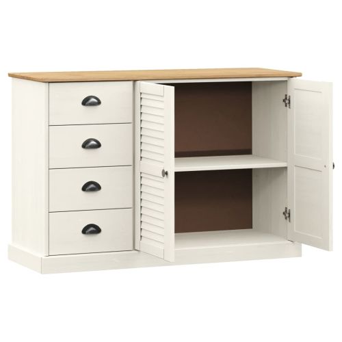 Бюфет с чекмеджета VIGO, 113x40x75 см, бял, бор масив