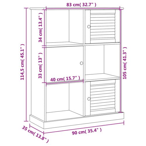 Етажерка за книги VIGO 90x35x114,5 см бор масив
