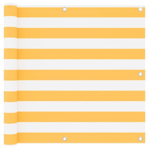 Балконски параван, бяло и жълто, 90x500 см, оксфорд плат