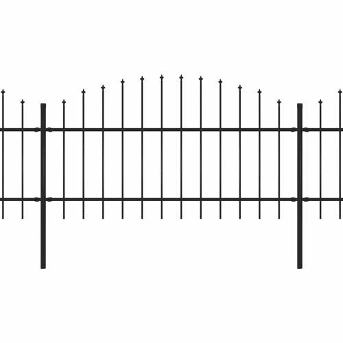 Градинска ограда с връх тип копие, стомана, 1781,5x125 см, черна