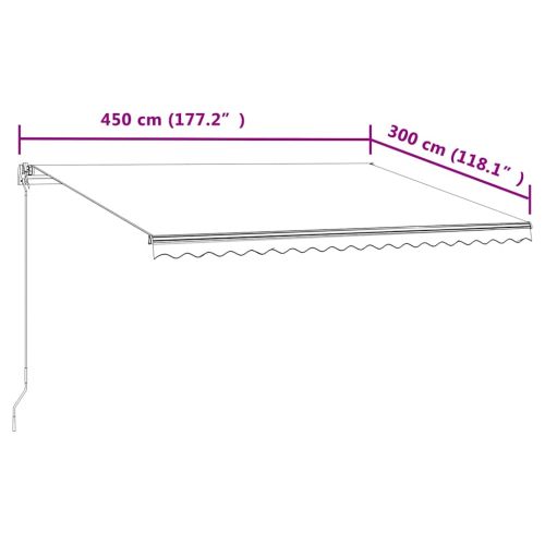 Автоматично прибиращ се сенник, 450x300 см, кремав