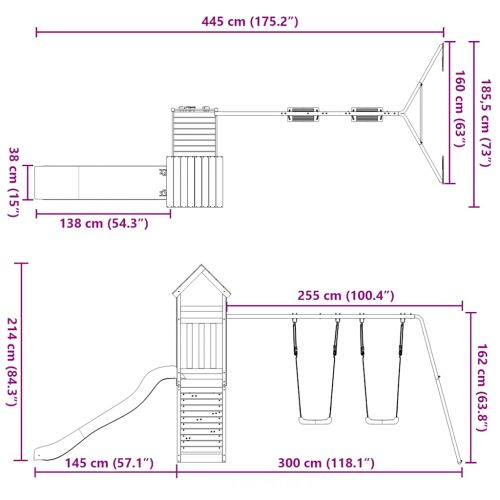 Комбинирано детско съоръжение, масивна дугласка дървесина