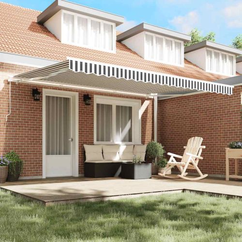 Ръчно прибираща се тента, антрацит и бял, 450x300 см