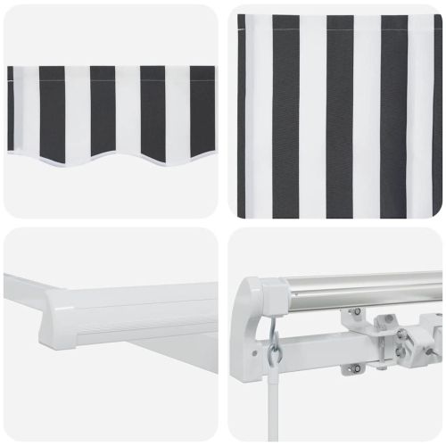 Ръчно прибираща се тента, антрацит и бял, 450x300 см