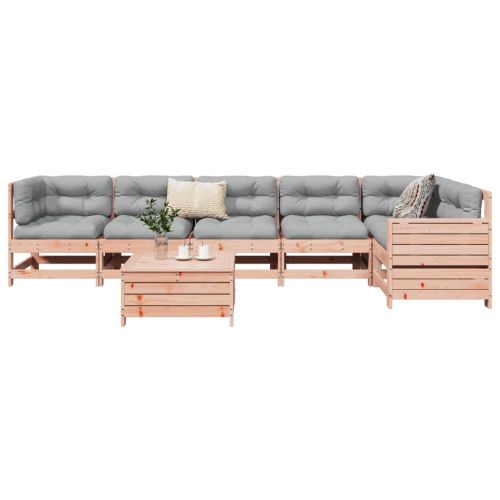 Градински комплект диван от 7 части, дугласка ела масив