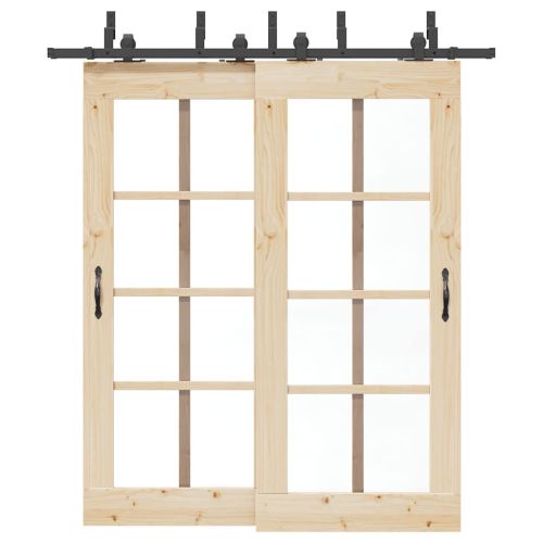 Комплект механизъм за плъзгаща врата, 200 см, стомана, черен