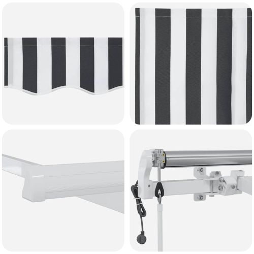 Автоматично прибираща се тента, антрацит и бял, 450x300 см