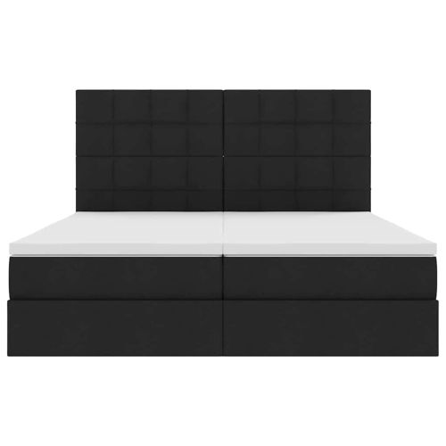 Легло С LED лентисти светлини Черно 180 x 200 cm текстил