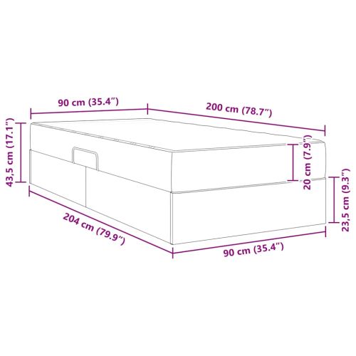Легло с място за съхранение и матрак Светлосиво 100 x 200 cm
