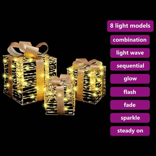 Кутия за подарък 3 pcs Топло бяло 20 x 20 x 20 см PET