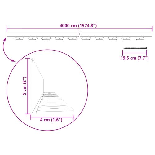 Ограничители за тревни площи Черно 4000 x 4 x 5 см Пластмаса
