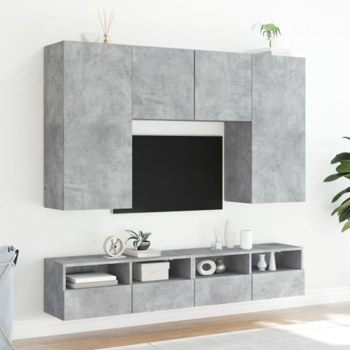 Стенен ТВ шкаф, бетонно сив, 80x30x30 см, инженерно дърво