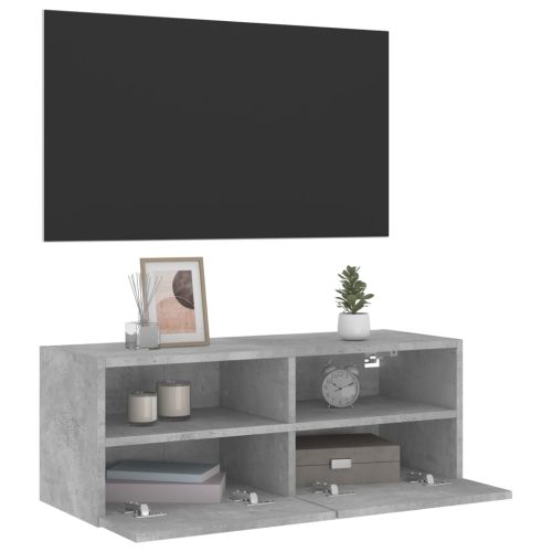 Стенен ТВ шкаф, бетонно сив, 80x30x30 см, инженерно дърво