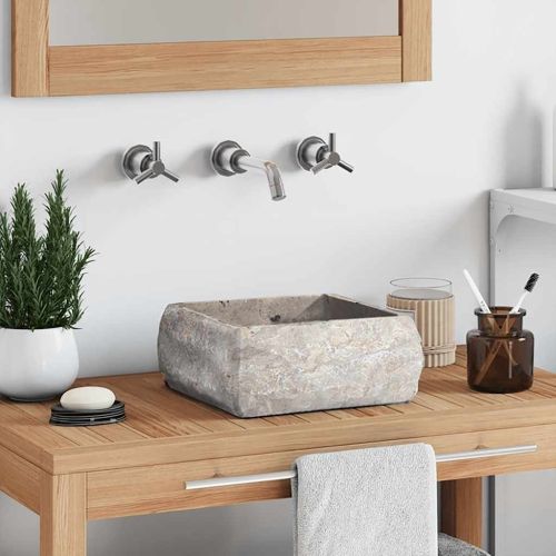 Сива мивка, 30x30x13 см, мрамор