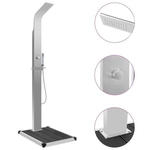 Градински душ с корито, WPC, неръждаема стомана