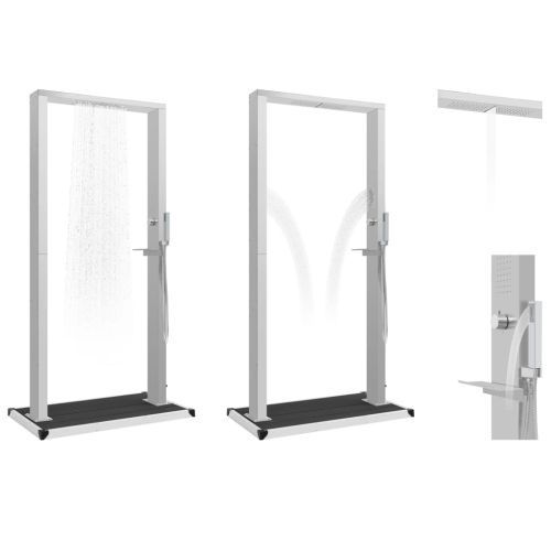 Градински душ с корито, WPC, неръждаема стомана