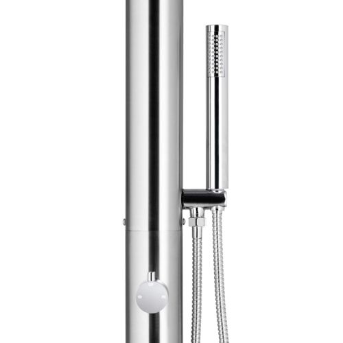 Градински душ със сива основа, 225 см, неръждаема стомана