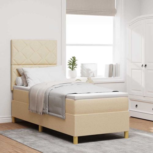 Легло с пружинирана основа с матрак Крем 80 x 200 cm текстил